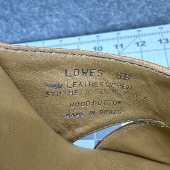 Steve Madden Vintage Y2k Chunky Wood Heel Platform Leather Slide Sandal Women 6B - Picture 8 of 10